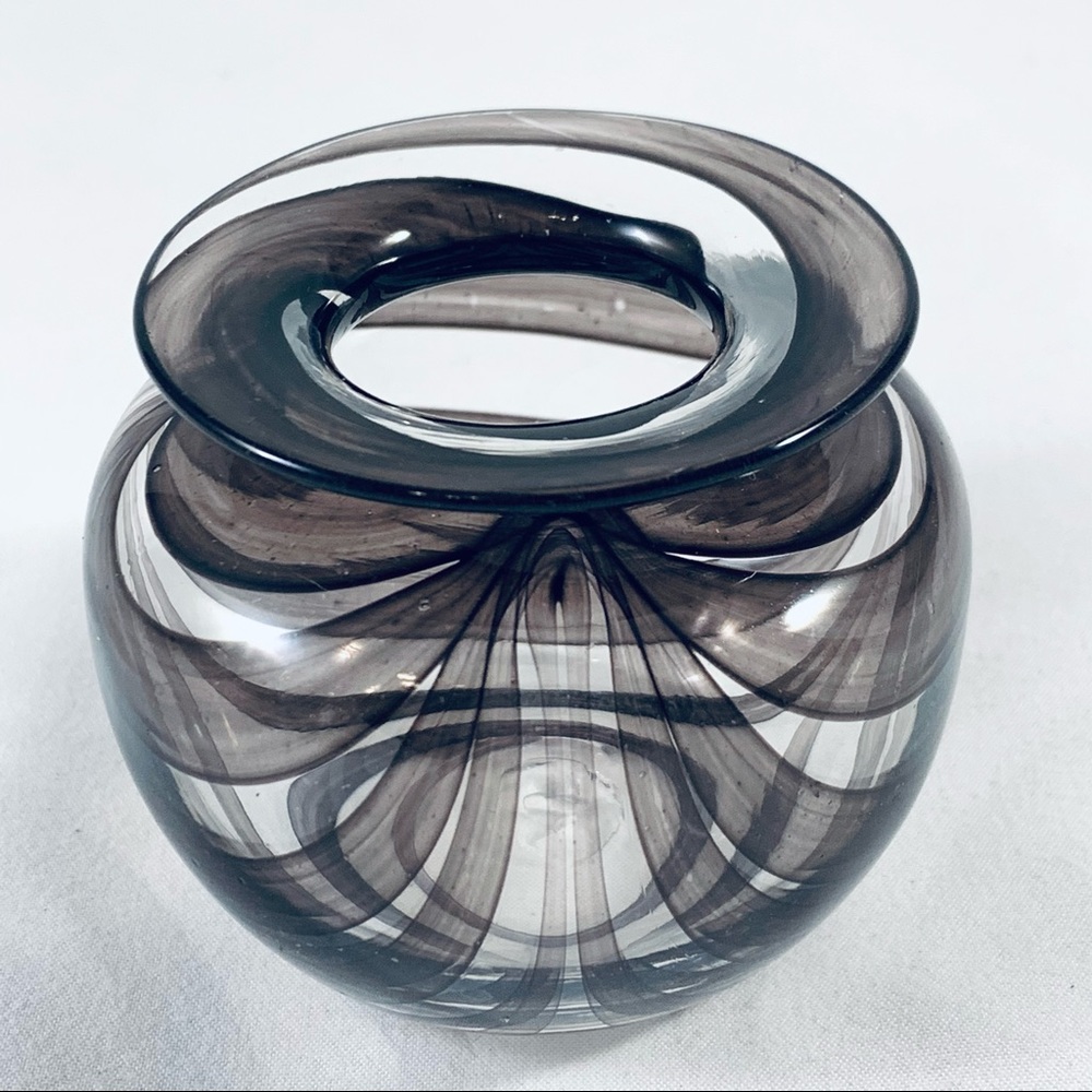 Vintage Blown Studio Glass Vase With Colour Ribbon Trail Pattern - Picture 2 of 10